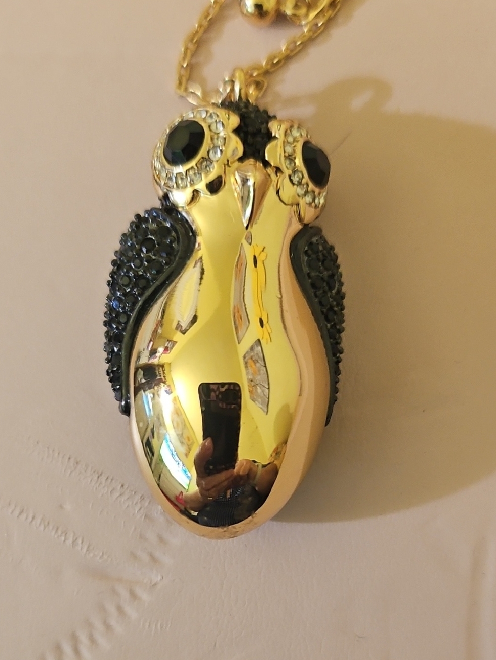 kate spade Gold and Black Owl Pendant Necklace - Women Jewelry